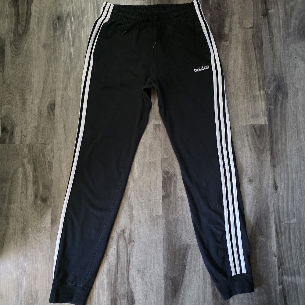 Adidas Black Joggers with White Accents